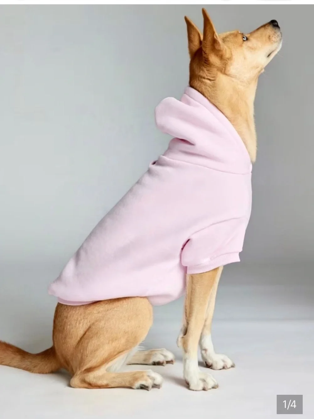 Comfrt Powder Pink Hoodie Warm Fleece Cotton Blend Minimalist Paw - Large
